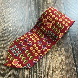 ECHO Summer Wildflower Neck Tie 100% Silk USA Made Red Floral Botanical